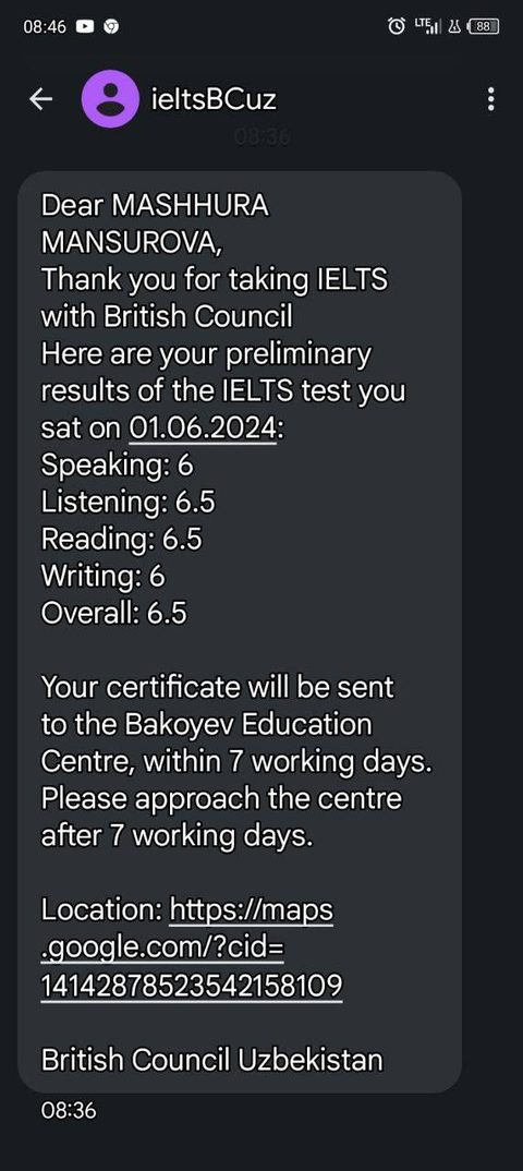 IELTS 6.5 — Mansurova Mashhura
